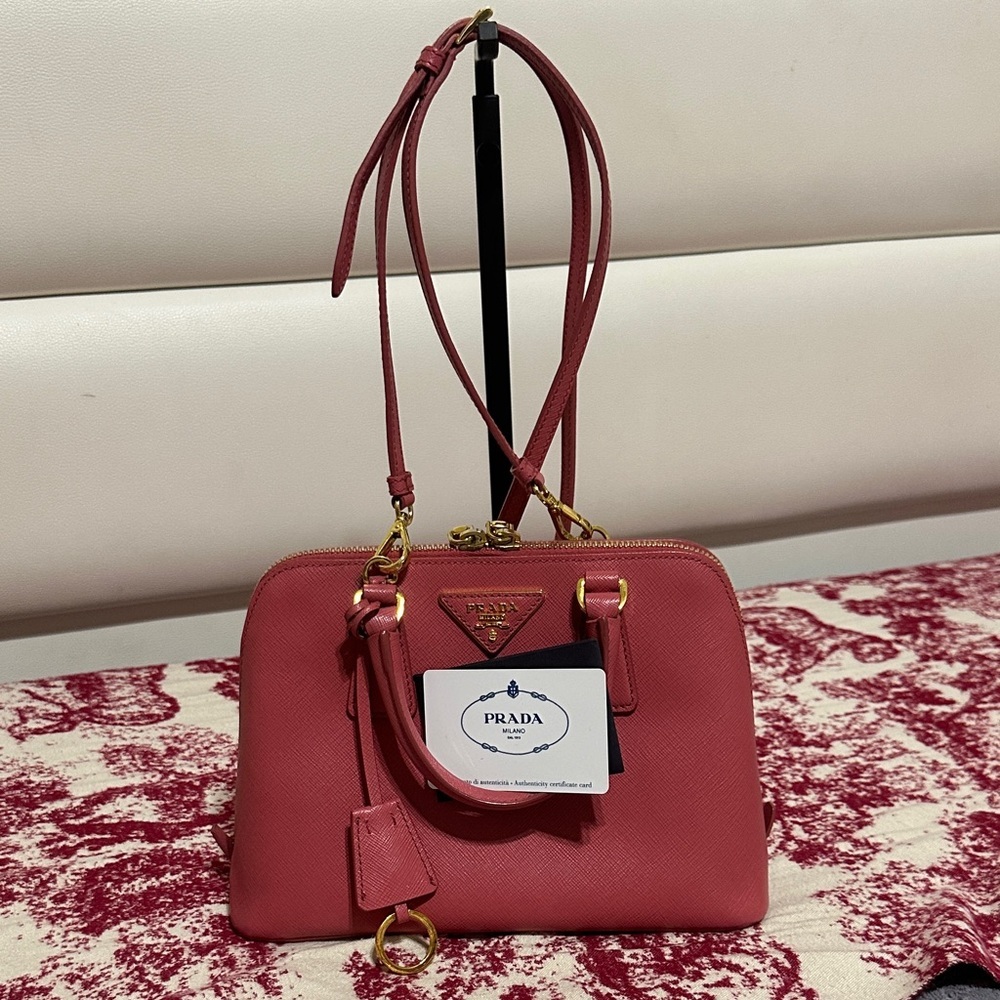 Prada Saffiano Leather Dome Satchel in Rose Pink - Picture 2 of 16